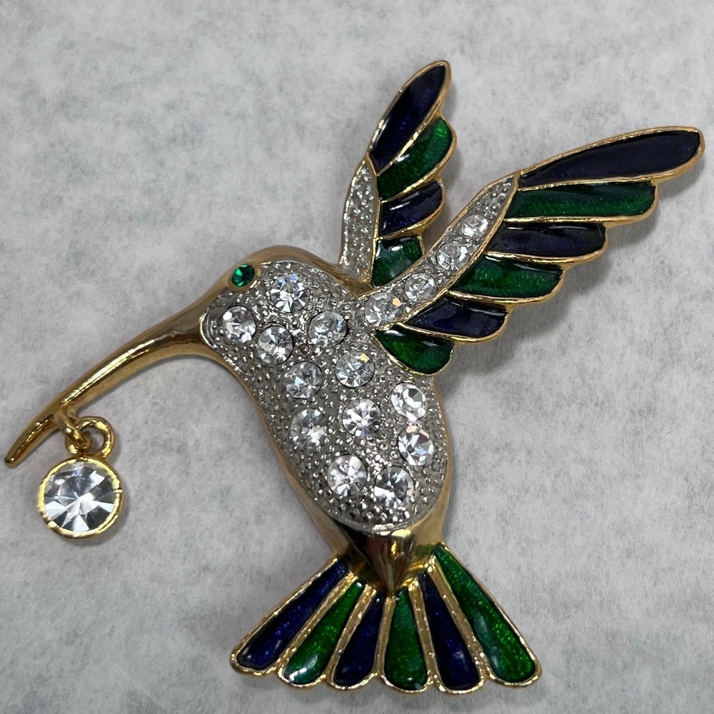 Hummingbird Brooch Pin Rhinestone Enamel Bird Pendant‎ Charm Jewelry Nature